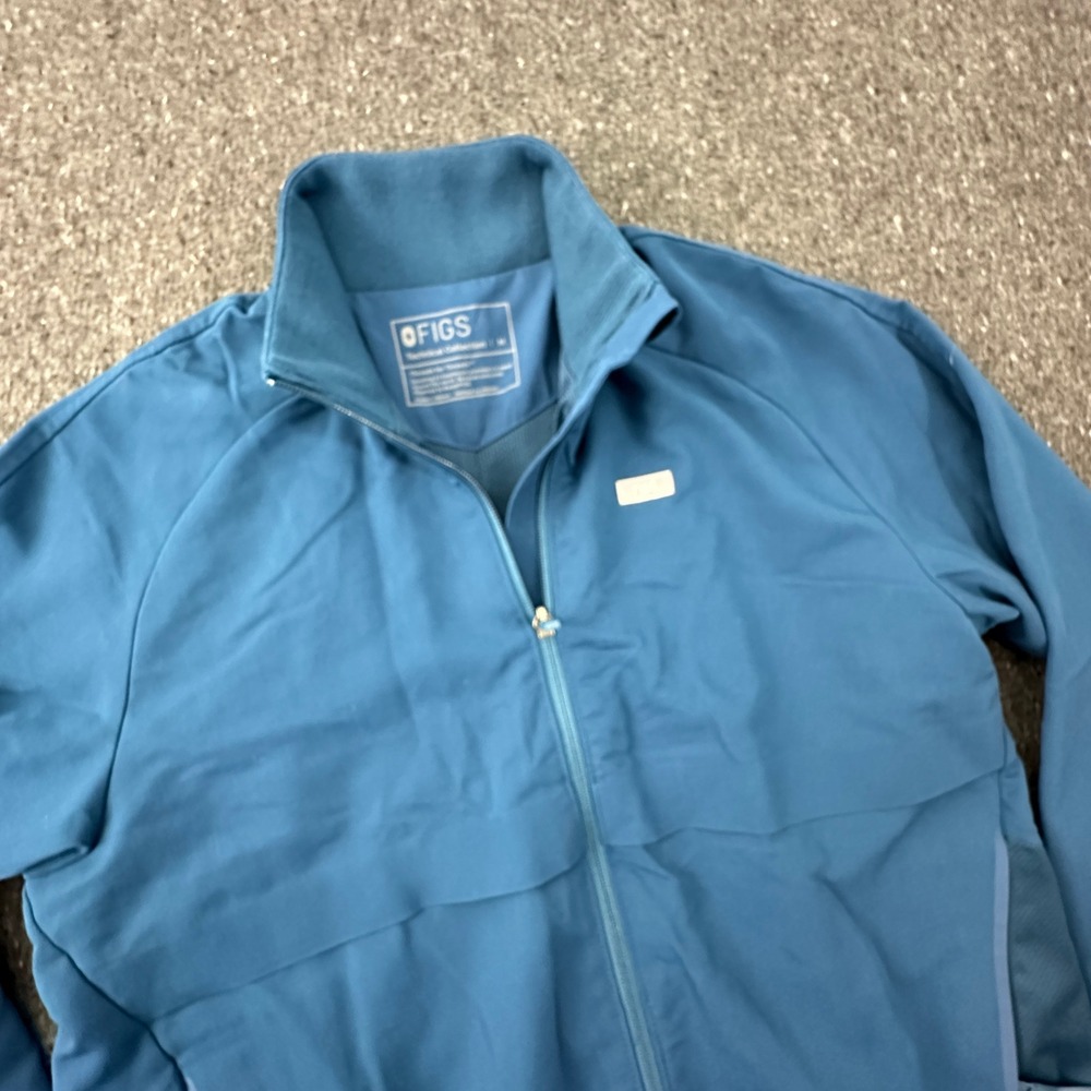 FIGS Scrub Jacket Women Medium Blue Technical Collection Full Zip Health Medcore